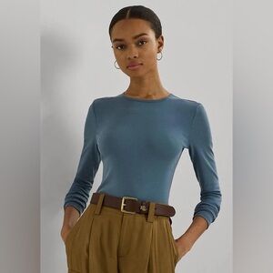 Ralph Lauren Classic Long-Sleeve Crew Neck Top Dusty Blue Size M